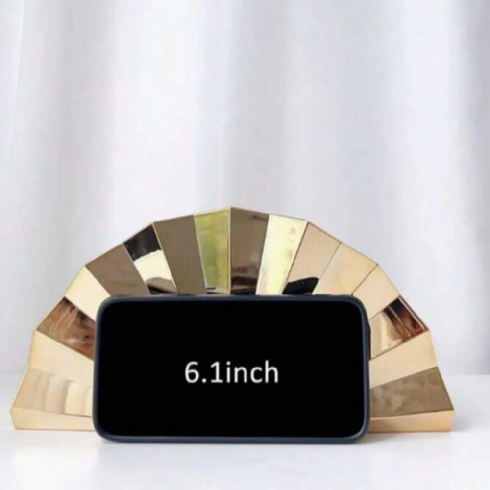 Gold Fan-Shaped Evening Clutch - Elegant Metallic Women Bag